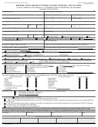 Document preview: Form CDPH52R Biennial Drug Manufacturing License Renewal Application - California