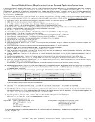 Form CDPH72R Biennial Medical Device Manufacturing License Renewal Application - California, Page 2