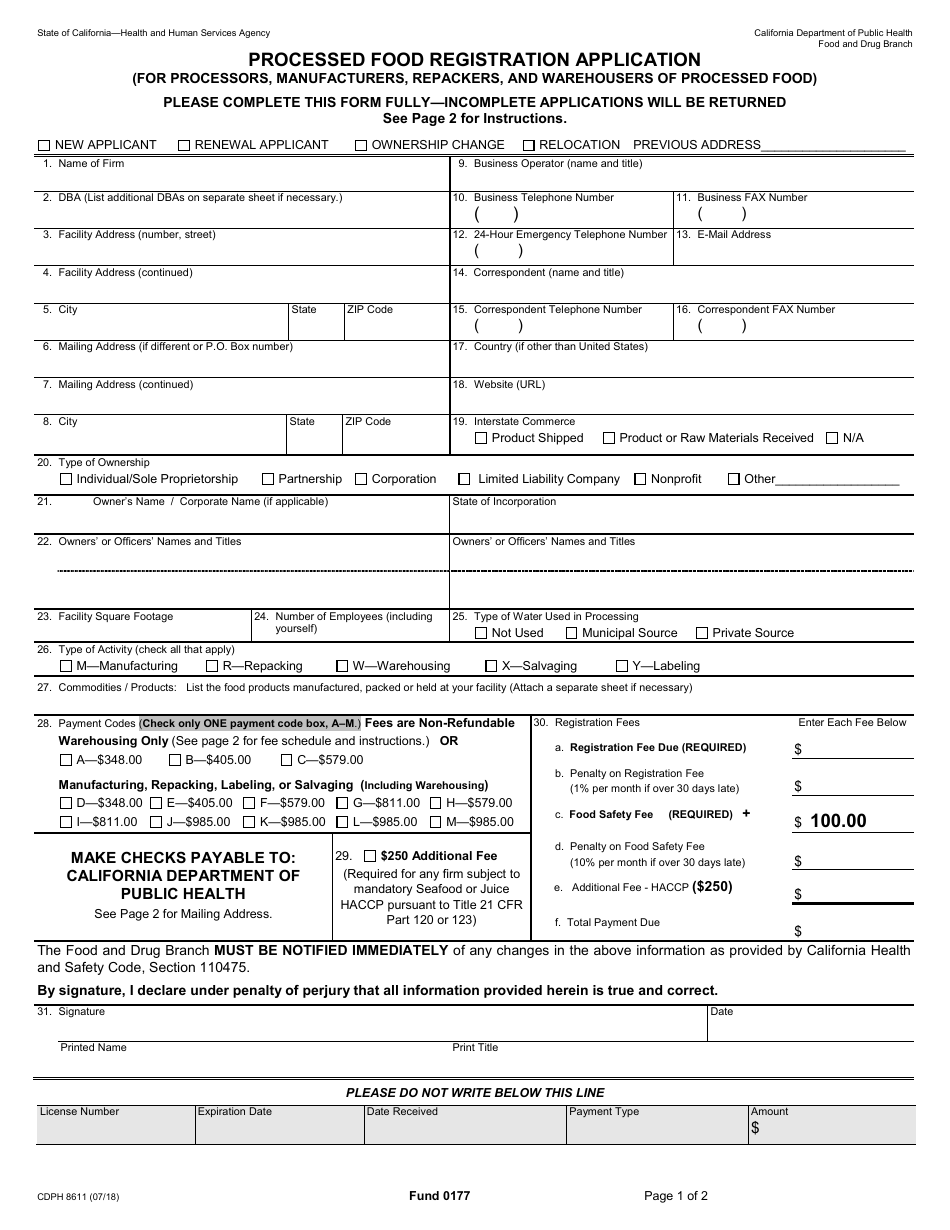 Form Cdph8611 - Fill Out, Sign Online And Download Fillable Pdf 