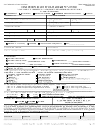 Form CDPH8679 Home Medical Device Retailer License Application - California