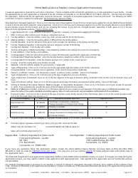 Form CDPH8679 Home Medical Device Retailer License Application - California, Page 2