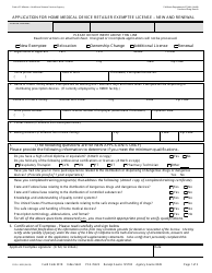 Form CDPH8695 Application for Home Medical Device Retailer Exemptee License - New and Renewal - California
