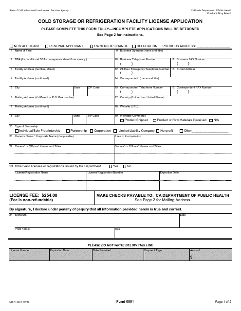 Form CDPH8591  Printable Pdf