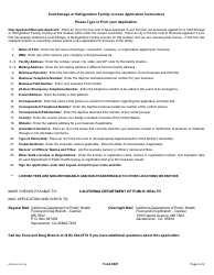 Form CDPH8591 Cold Storage or Refrigeration Facility License Application - California, Page 2