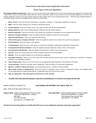 Form CDPH8592 Frozen Food Locker Plant License Application - California, Page 2