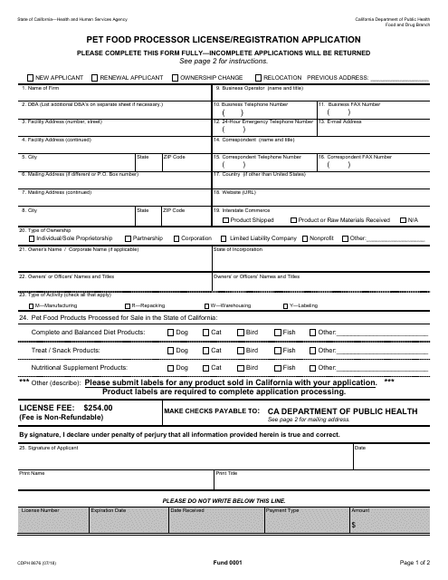Form CDPH8676  Printable Pdf