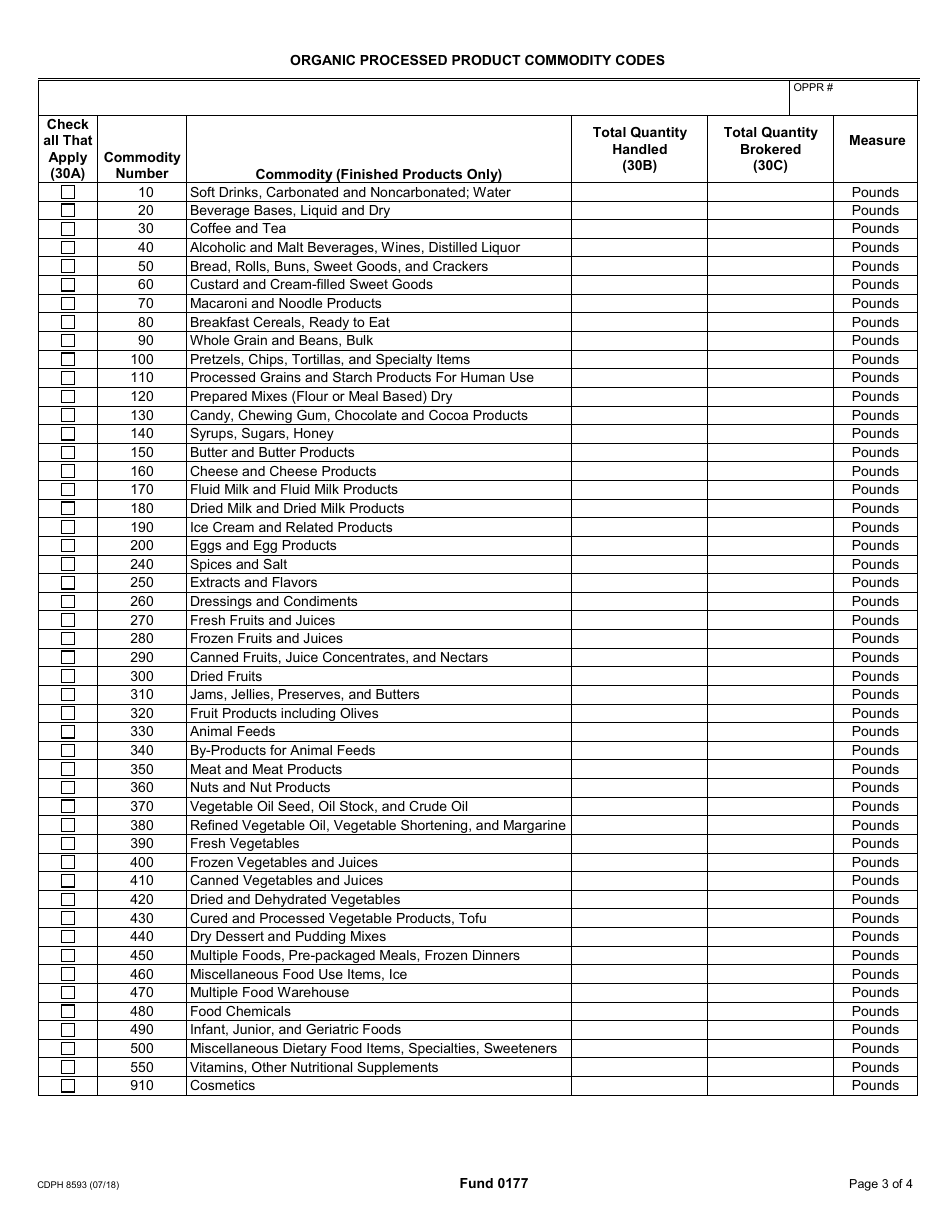 Form CDPH8593 Organic Processed Product Registration Application - California, Page 3