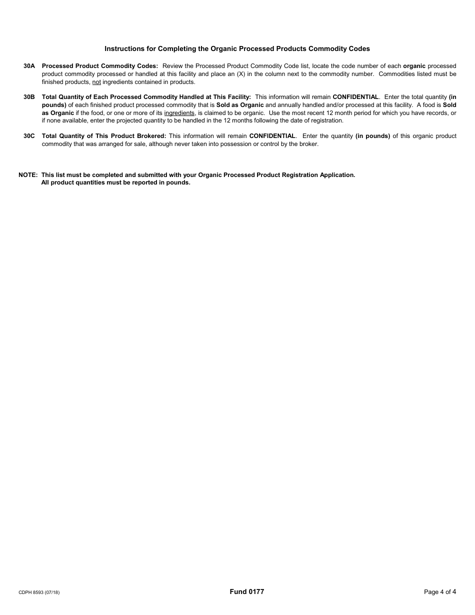 Form CDPH8593 Organic Processed Product Registration Application - California, Page 4