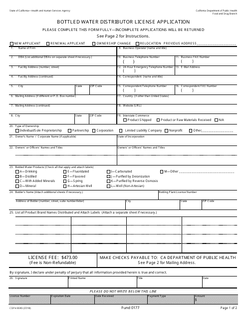 Form CDPH8590  Printable Pdf