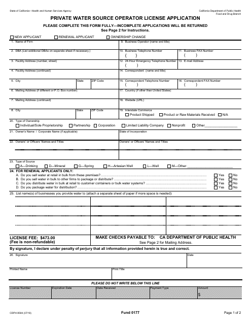 Form CDPH8594  Printable Pdf