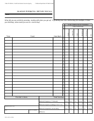 Document preview: Form CDPH4472 A 24-hour Perinatal Dietary Recall - California