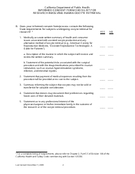 Informed Consent Form Checklist for Research Involving Human Oocyte Retrieval - California, Page 2