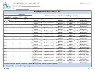 Document preview: Hand Hygiene Observation Audit Tool - California