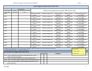 Hand Hygiene Observation Audit Tool - California, Page 2
