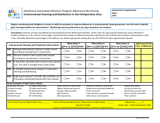 Document preview: Environmental Cleaning and Disinfection in the Perioperative Area Adherence Monitoring Tool - California