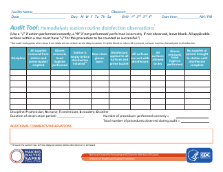 Document preview: Audit Tool: Hemodialysis Station Routine Disinfection Observations