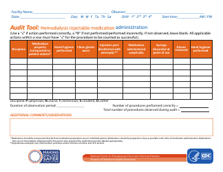 Audit Tool: Hemodialysis Injectable Medication Preparation, Page 2