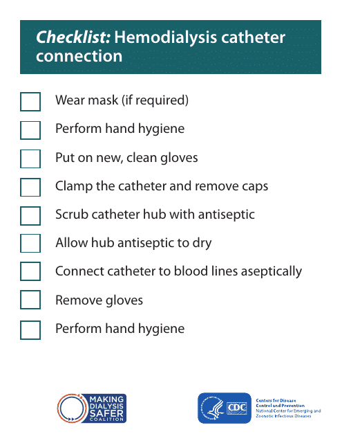 Checklist: Hemodialysis Catheter Connection