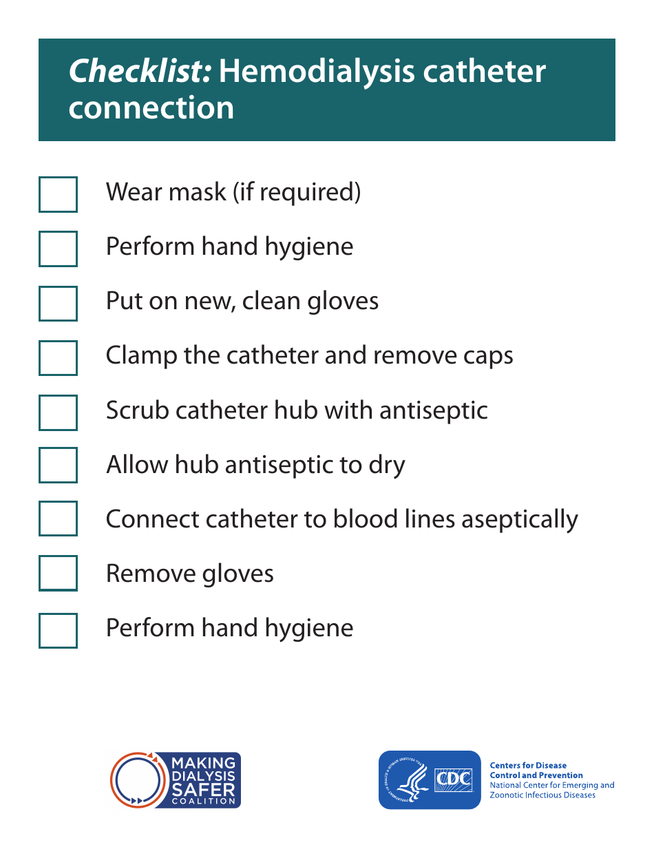 Checklist: Hemodialysis Catheter Connection, Page 1
