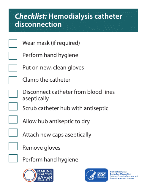 Checklist: Hemodialysis Catheter Disconnection Download Pdf