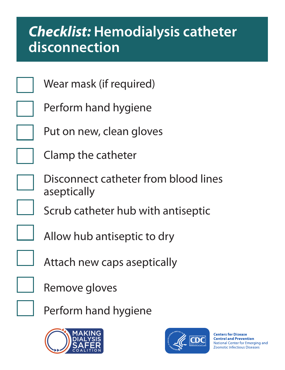 Checklist: Hemodialysis Catheter Disconnection, Page 1