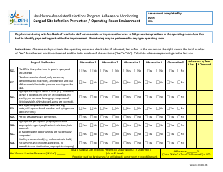 Ssi Prevention/Operating Room Environment Adherence Monitoring Tool - California