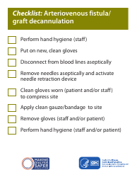 Document preview: Checklist: Arteriovenous Fistula/ Graft Decannulation