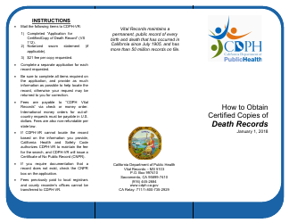 Document preview: Form VS112 Application for Certified Copy of Death Record - California