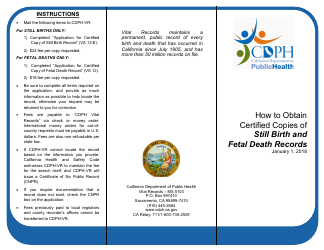 Form VS12 &quot;Application for Certified Copy of Fetal Death Record&quot; - California