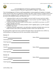 Document preview: Form CDPH8738 Acknowledgement of Policies and Responsibilities - Health Insurance Premium Payment (HIPP) Program - Family Plan - California
