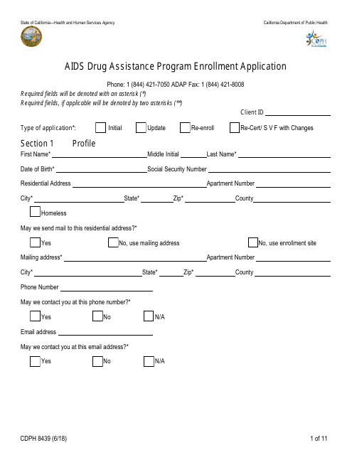 Form CDPH8439  Printable Pdf