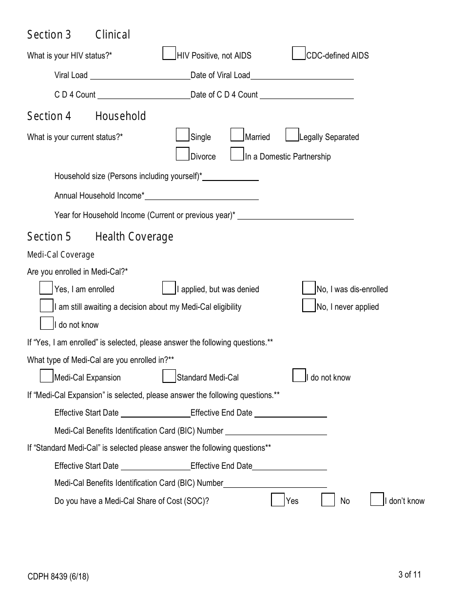 Form CDPH8439 AIDS Drug Assistance Program Enrollment Application - California, Page 3