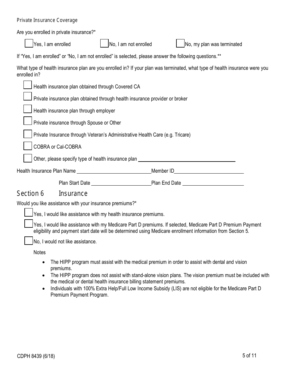 Form CDPH8439 AIDS Drug Assistance Program Enrollment Application - California, Page 5