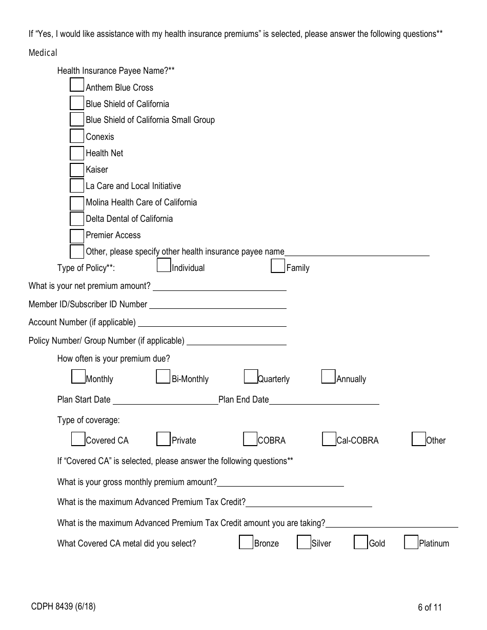 Form CDPH8439 AIDS Drug Assistance Program Enrollment Application - California, Page 6