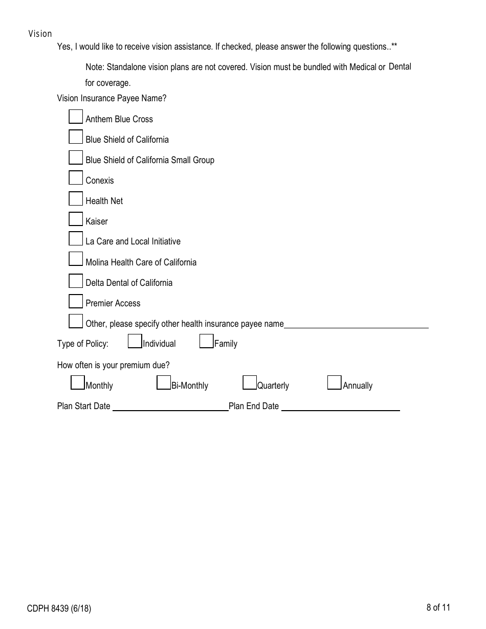 Form CDPH8439 AIDS Drug Assistance Program Enrollment Application - California, Page 8