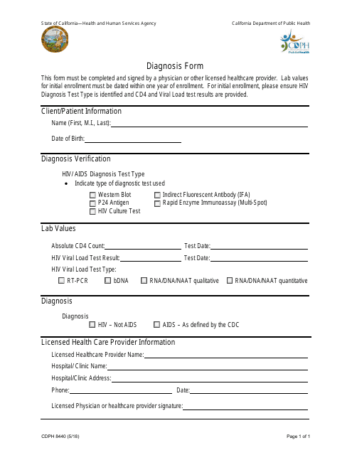 Form CDPH8440  Printable Pdf