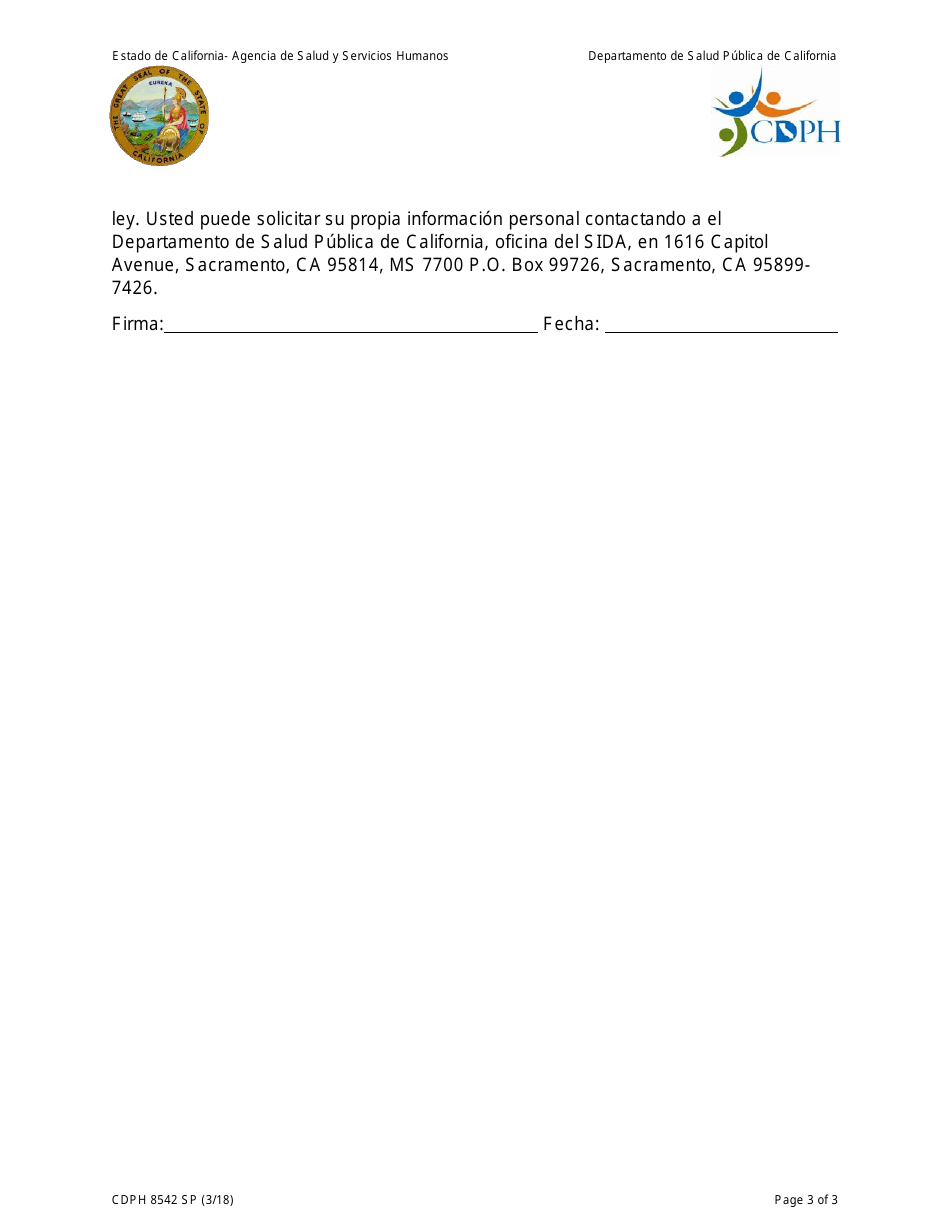 Formulario CDPH8542 SP Formulario De Quejas Del Programa De Asistencia Para Medicamentos Y Seguro Medico - California (Spanish), Page 3