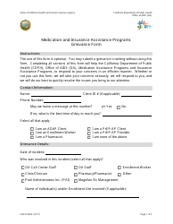 Form CDPH8542 Medication and Insurance Assistance Programs Grievance Form - California
