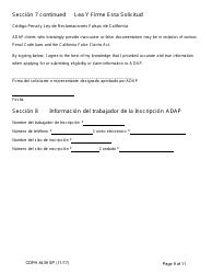 Formulario CDPH8439 SP Solicitud De Inscripcion - Programa De Asistencia Para Medicamentos Contra El Sida - California (Spanish), Page 9