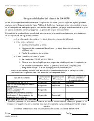 Document preview: Formulario CDPH8732 SP Responsabilidades Del Cliente De OA-Hipp - California (Spanish)