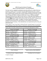 Form CDPH8731 AIDS Drug Assistance Program New Enrollment Worker Training Request - California
