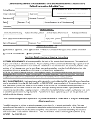 Document preview: Form 303 Rabies Examination Submittal Form - California