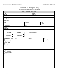 Document preview: Form CDPH1025 Advisory Committee Application - California