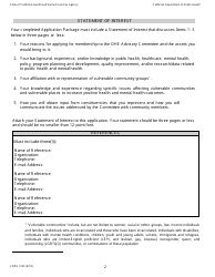 Form CDPH1025 Advisory Committee Application - California, Page 2