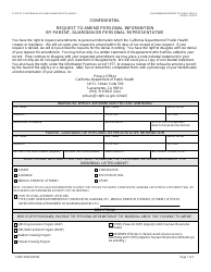 Form CDPH6239 Request to Amend Personal Information by Parent, Guardian or Personal Representative - California