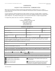 Document preview: Form CDPH6234 Request for Confidential Communication - California