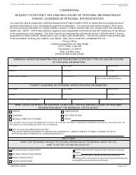 Form CDPH6241 Request to Restrict Use and Disclosure of Personal Information by Parent, Guardian or Personal Representative - California