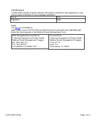 Form CDPH8550 Generator Registration Application - Medical Waste Management Program - California, Page 2