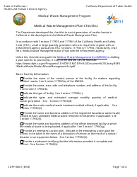 Document preview: Form CDPH8661 Medical Waste Management Plan Checklist - California