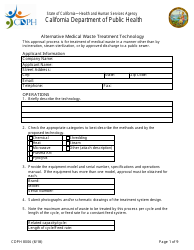 Form CDPH8006 Alternative Medical Waste Treatment Technology - California